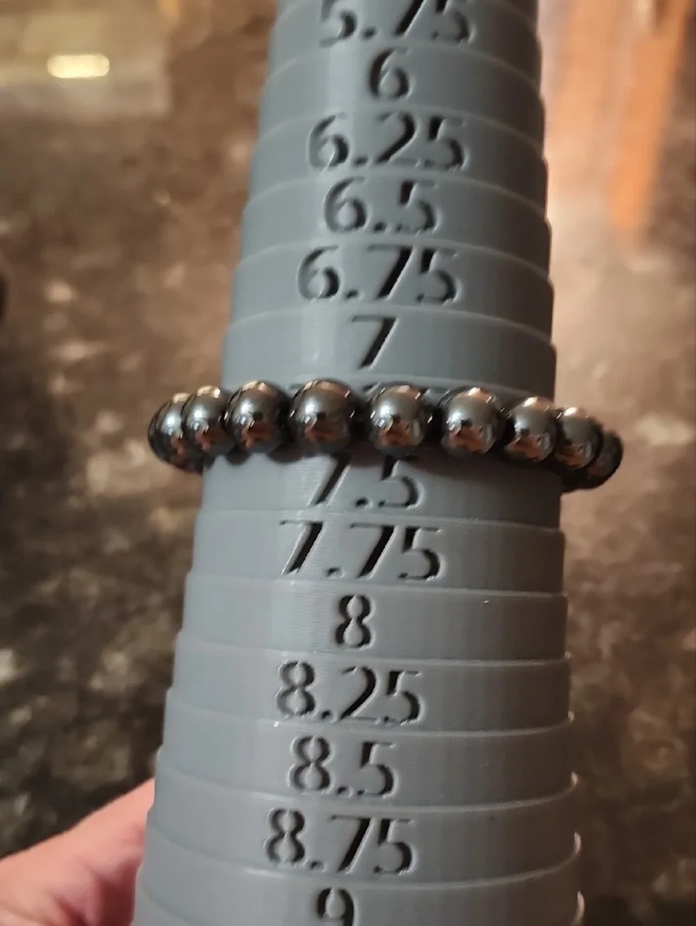 Handcrafted Men's Black Hematite Beaded Stretch Bracelet